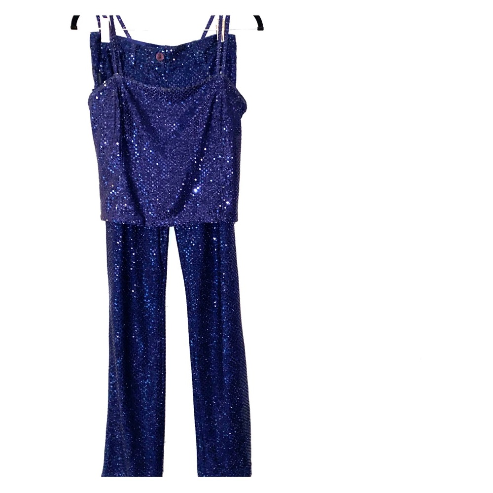 Armani jeans blue sequined top US 8 & pants sz. 27